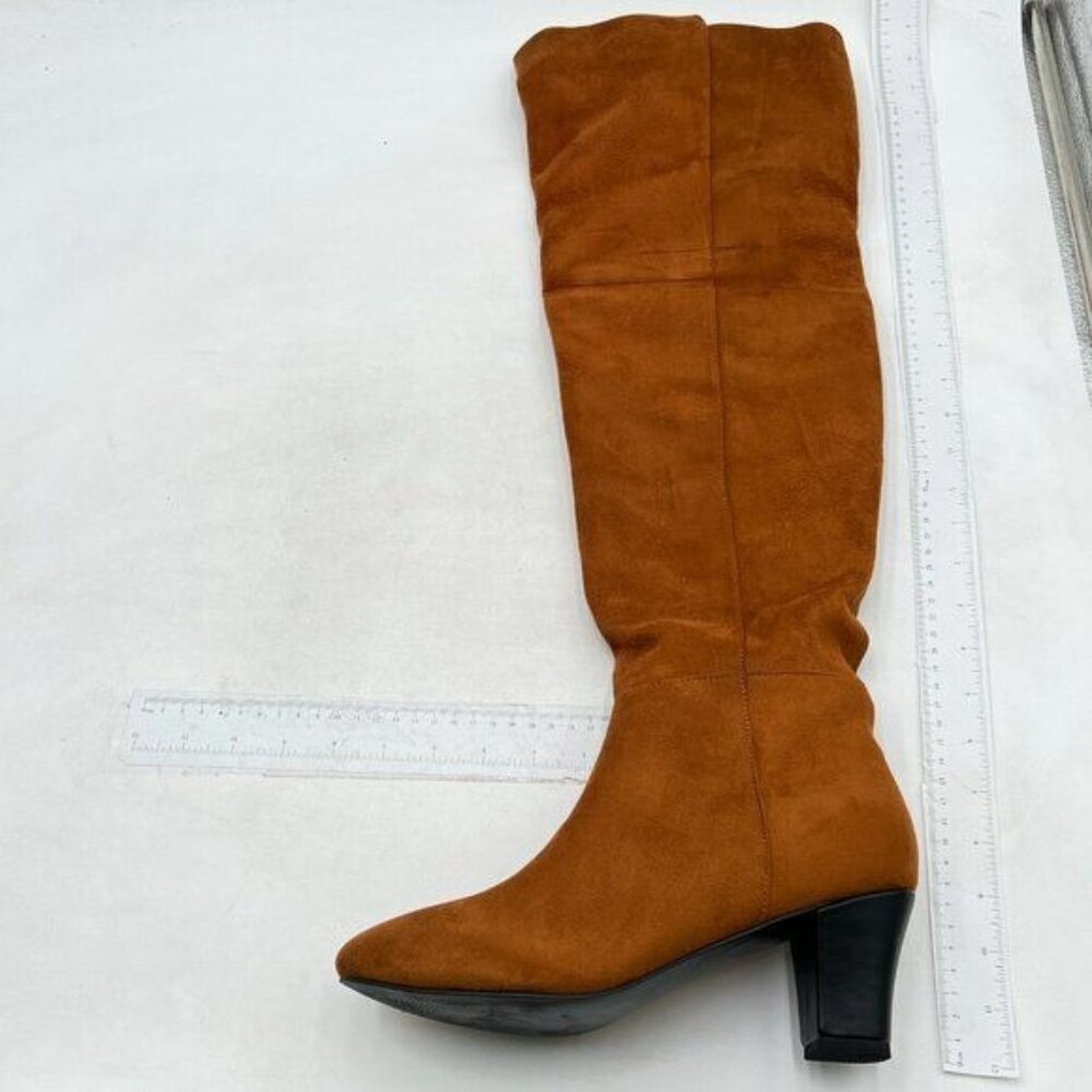 Women's Thigh High Over The Knee Fashion Boots Block Mid Heel Long Boots Brown